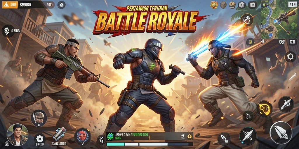 Tangkapan layar gameplay seru dalam Battle Royale 888IDR.