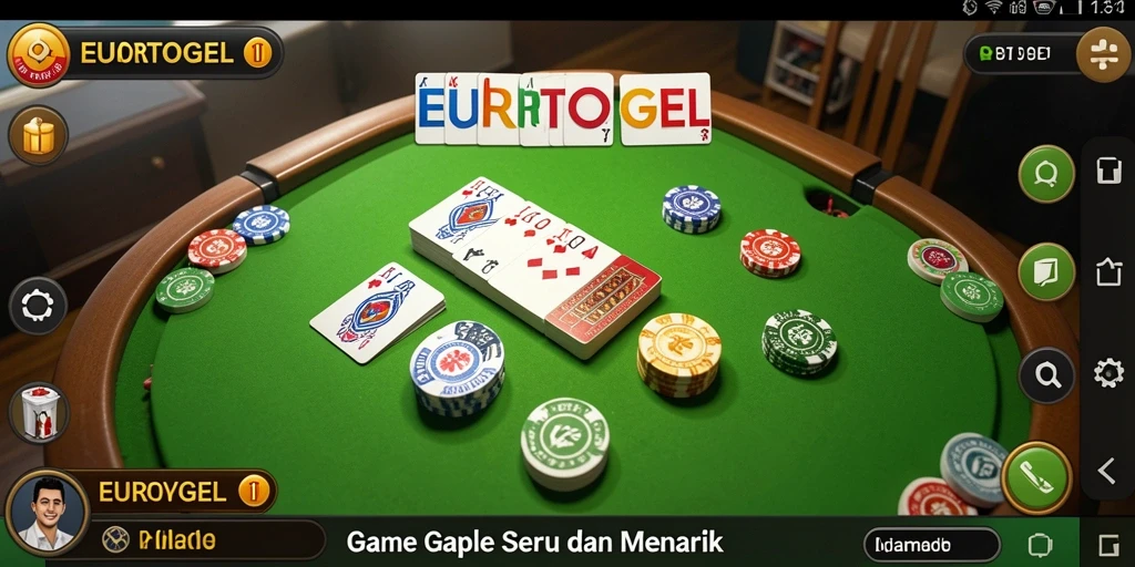 Tampilan gameplay seru dalam game Gaple EUROTOGEL.