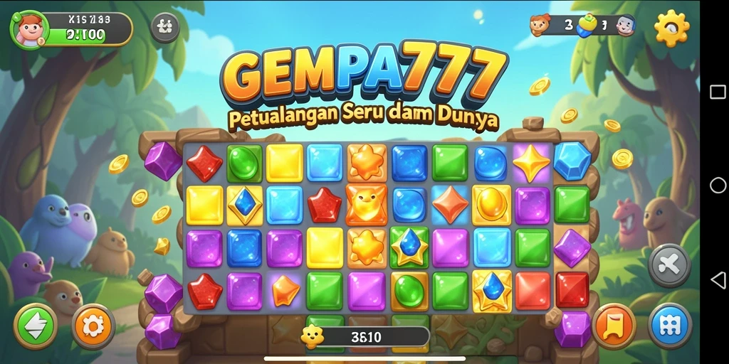 Tampilan gameplay seru GEMPA777 dalam aksi Match-3.