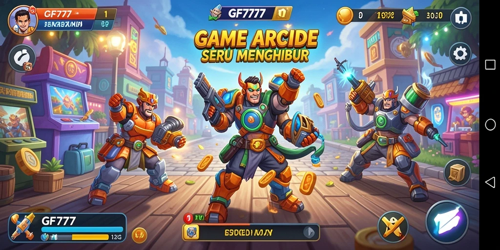Screenshot utama GF777 menampilkan pengalaman gameplay arcade yang seru.
