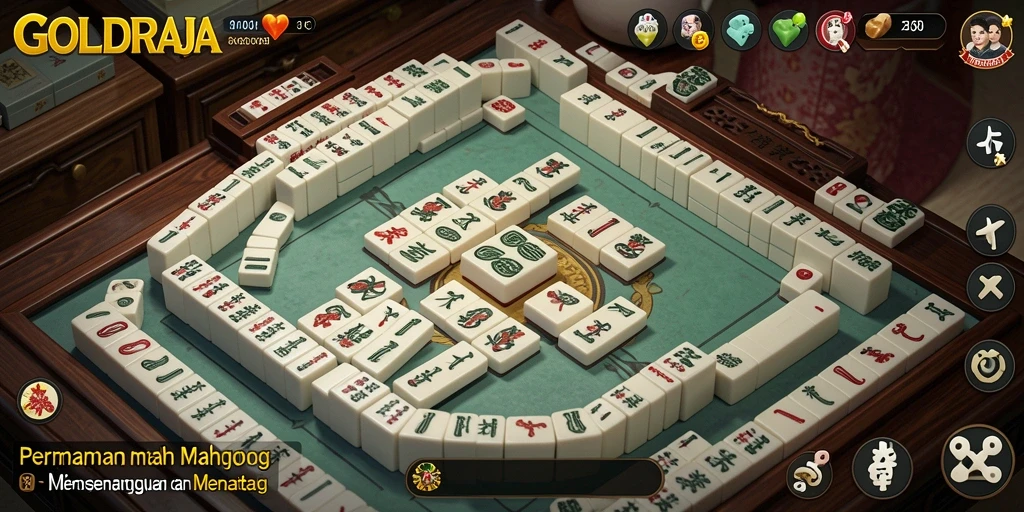 Screenshot utama GOLDRAJA menampilkan gameplay Mahjong yang menarik.