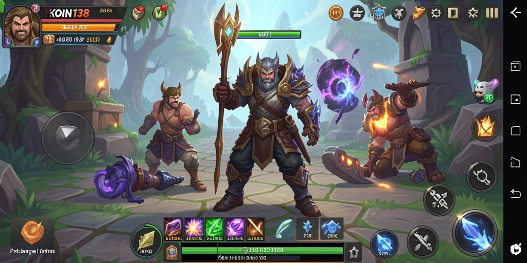 Screenshot gameplay KOIN138 yang menunjukkan pertempuran seru.