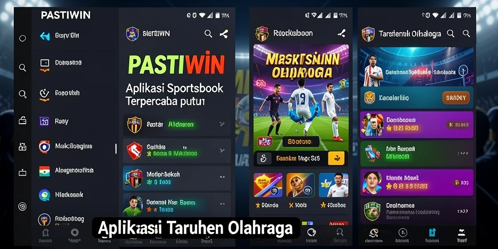 Screenshot utama PASTIWIN menampilkan antarmuka taruhan olahraga yang menarik.