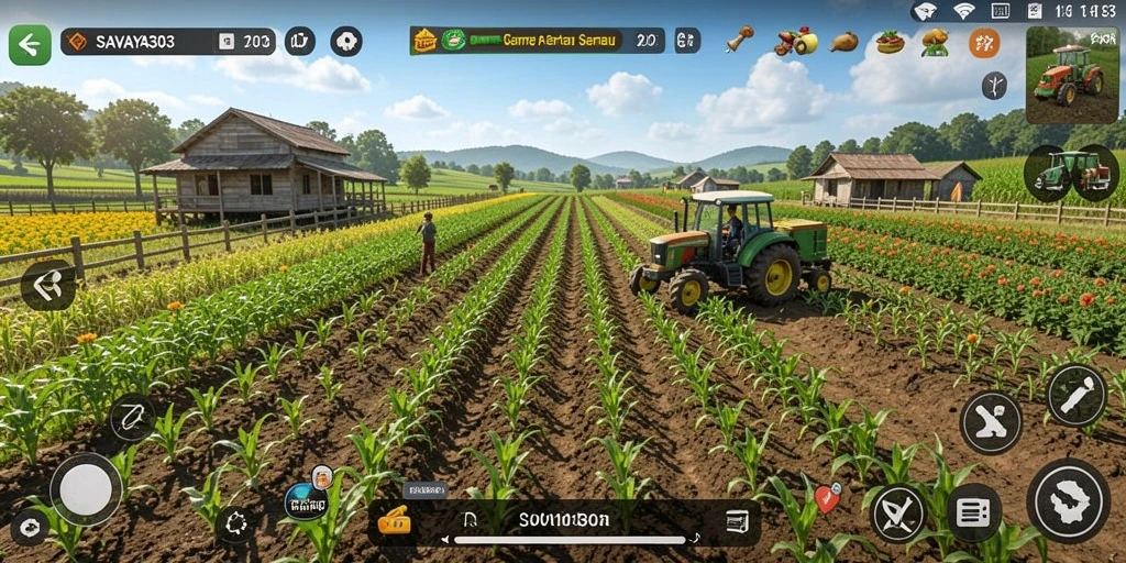 Screenshot gameplay menarik di SAVAYA303 dengan aktivitas bertani.