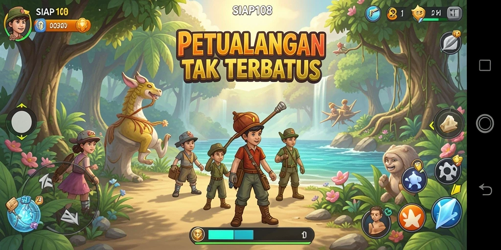 Tangkapan layar gameplay SIAP108 menunjukkan aksi seru di dunia petualangan.
